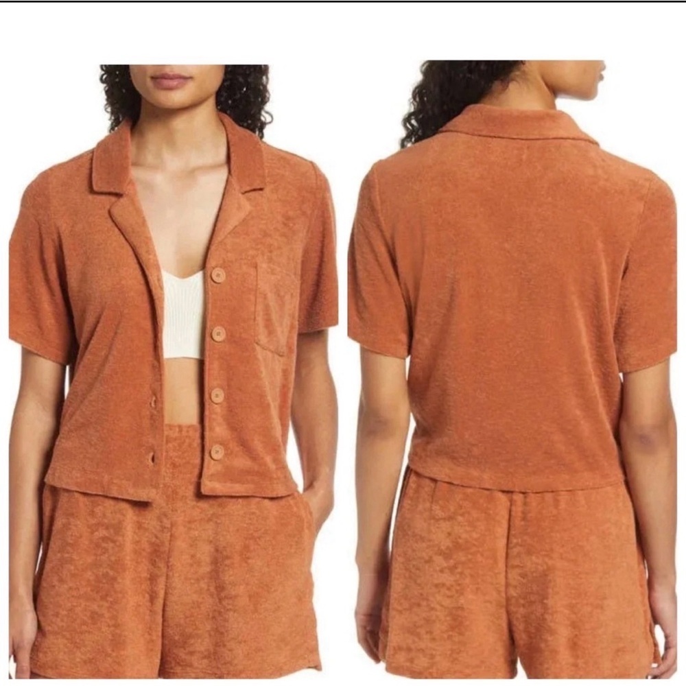 Marine Layer Terry Out Resort Shirt Soft Jacquard Camp Collar Vacation Shirt [S]